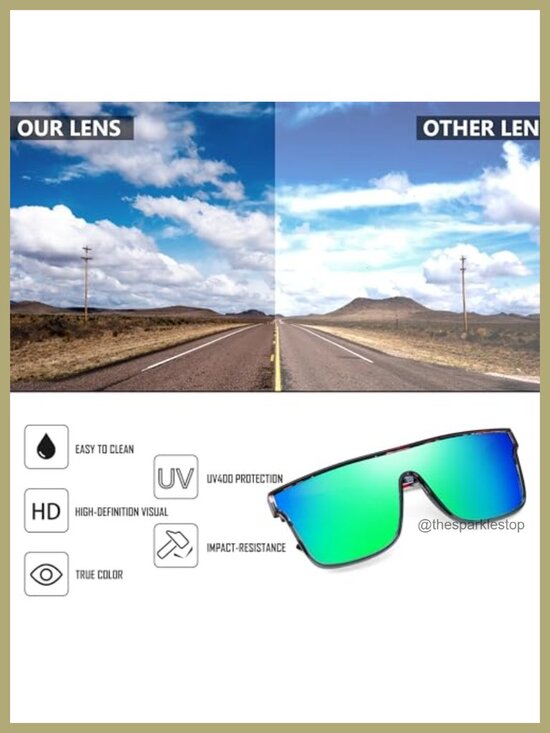 Oversized Square Sunglasses with UV400 Protection - Driving